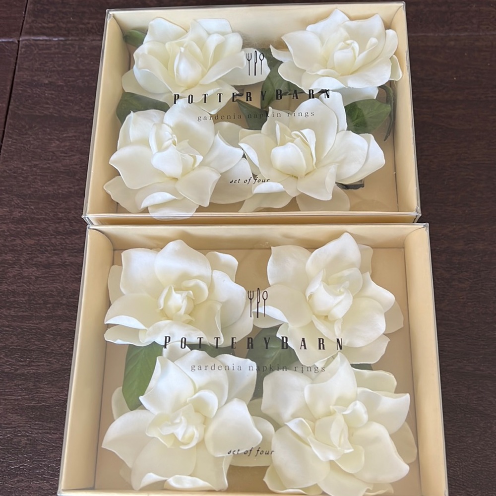 Potter Barn Gardenia napkin rings.